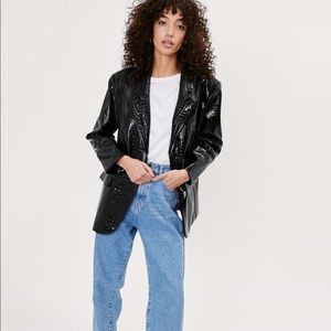 Faux Leather Croc Blazer